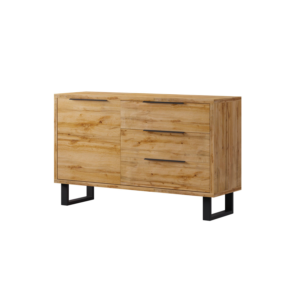 Buffet 1 porte 3 tiroirs Eden Bois et Metal