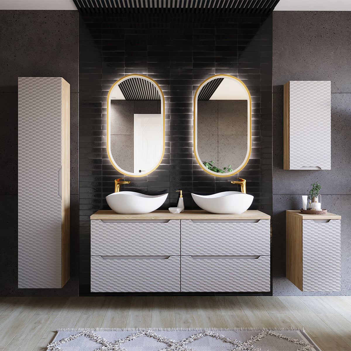 Demi-colonne 1 porte Elora Beige et Bois - vue 5