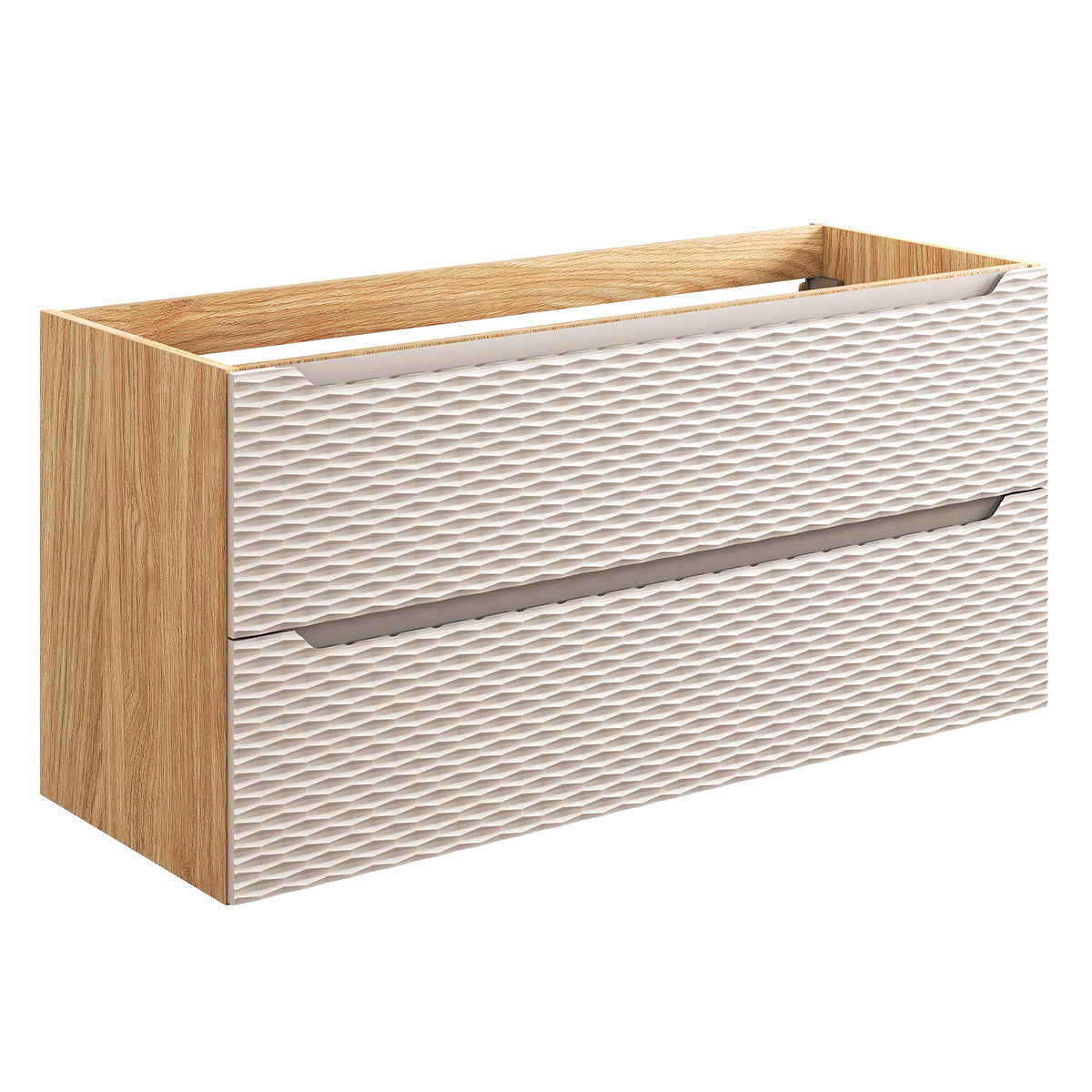 Meuble sous-vasque 120cm 2 tiroirs Elora Beige et bois