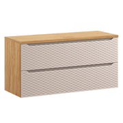 Meuble sous-vasque 120cm 2 tiroirs plan de toilette Elora Beige et bois