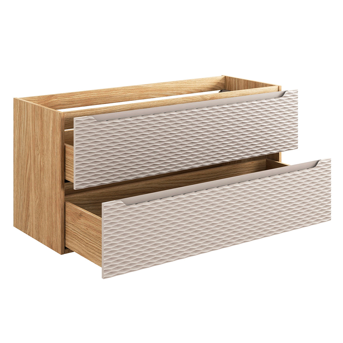 Meuble sous-vasque 120cm 2 tiroirs plan de toilette Elora Beige et bois - vue 2