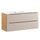 Meuble simple vasque encastrée gauche 120cm 2 tiroirs Elora Beige et bois