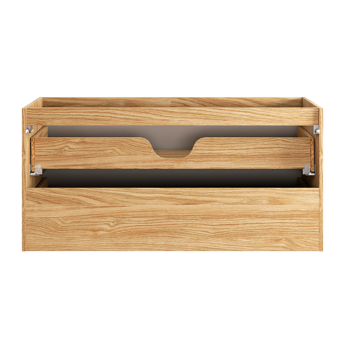 Meuble simple vasque 120cm 2 tiroirs Elora Beige et bois - vue 3