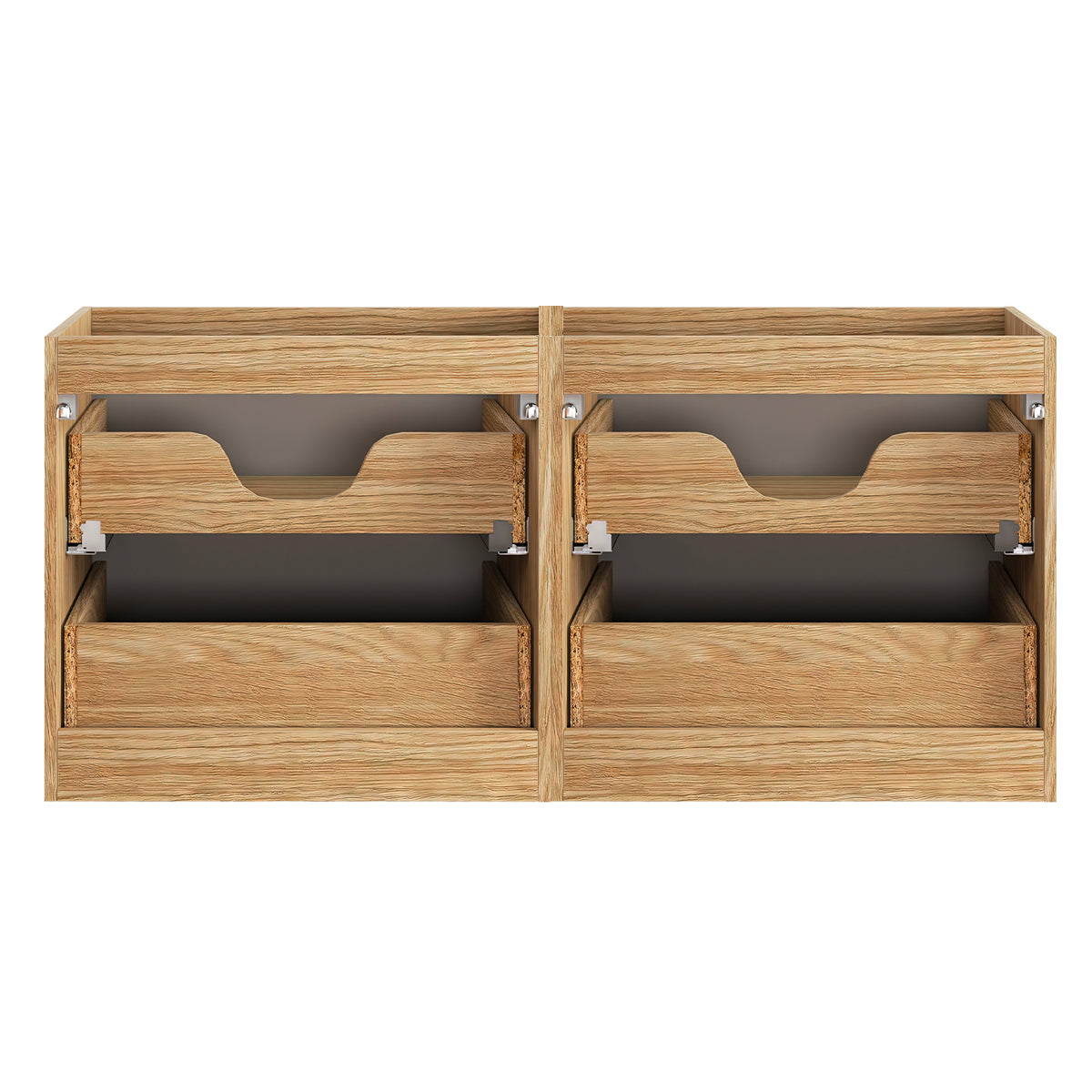 Meuble double vasque encastrée 120cm 4 tiroirs Elora Beige et bois - vue 3