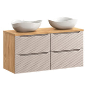 Meuble double vasque 120cm 4 tiroirs Elora Beige et bois Cloud