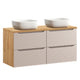 Meuble double vasque 120cm 4 tiroirs Elora Beige et bois