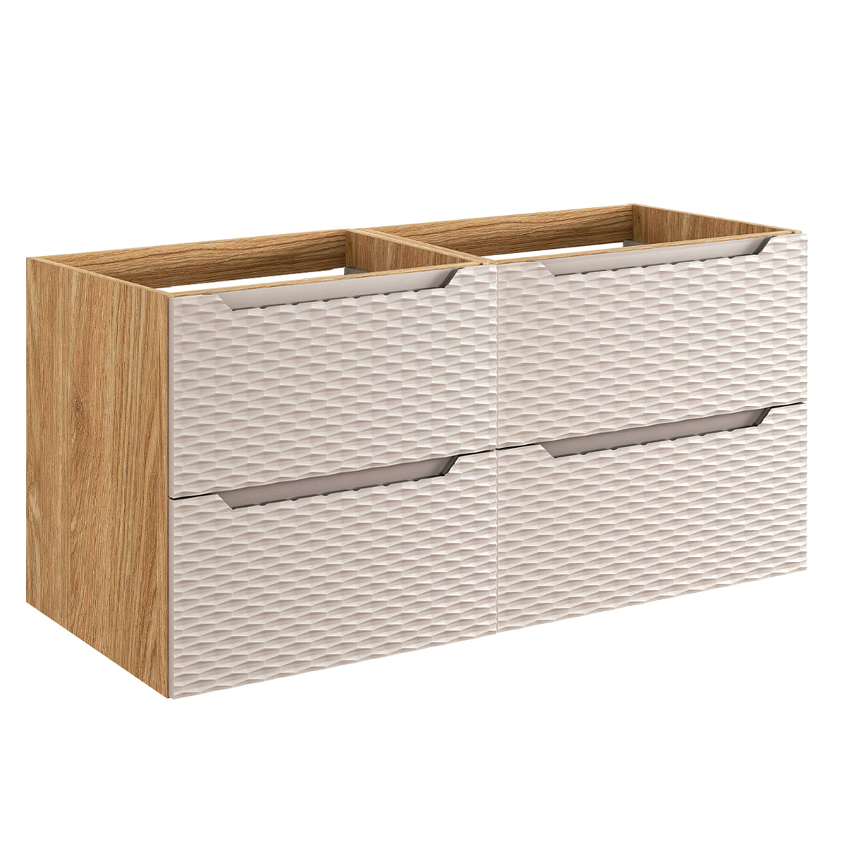 Meuble sous-vasque 120cm 4 tiroirs Elora Beige et bois