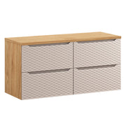 Meuble sous-vasque 120cm 4 tiroirs plan de toilette Elora Beige et bois