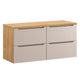 Meuble sous-vasque 120cm 4 tiroirs plan de toilette Elora Beige et bois