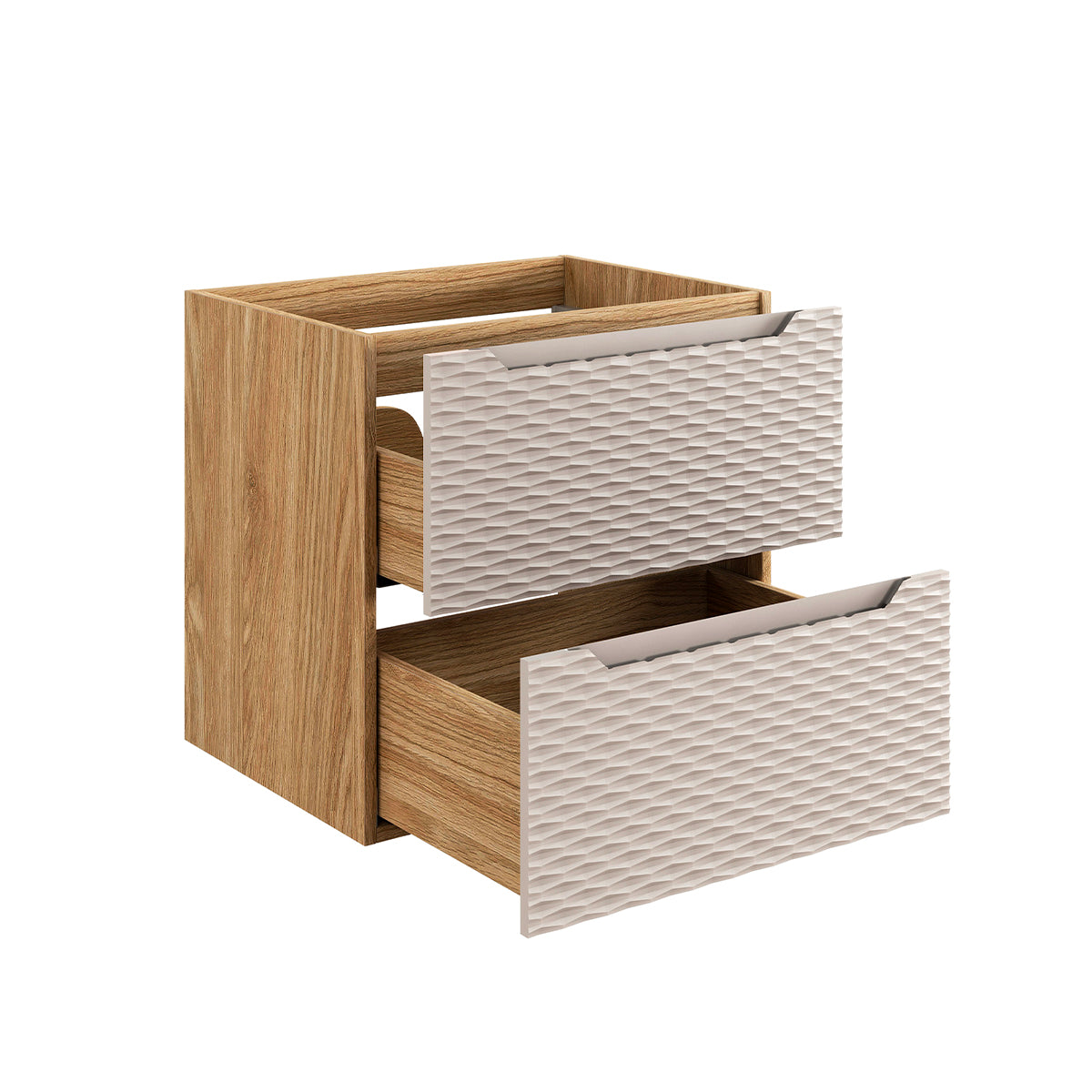 Ensemble meuble simple vasque 60cm et colonne Elora Beige et bois - vue 3