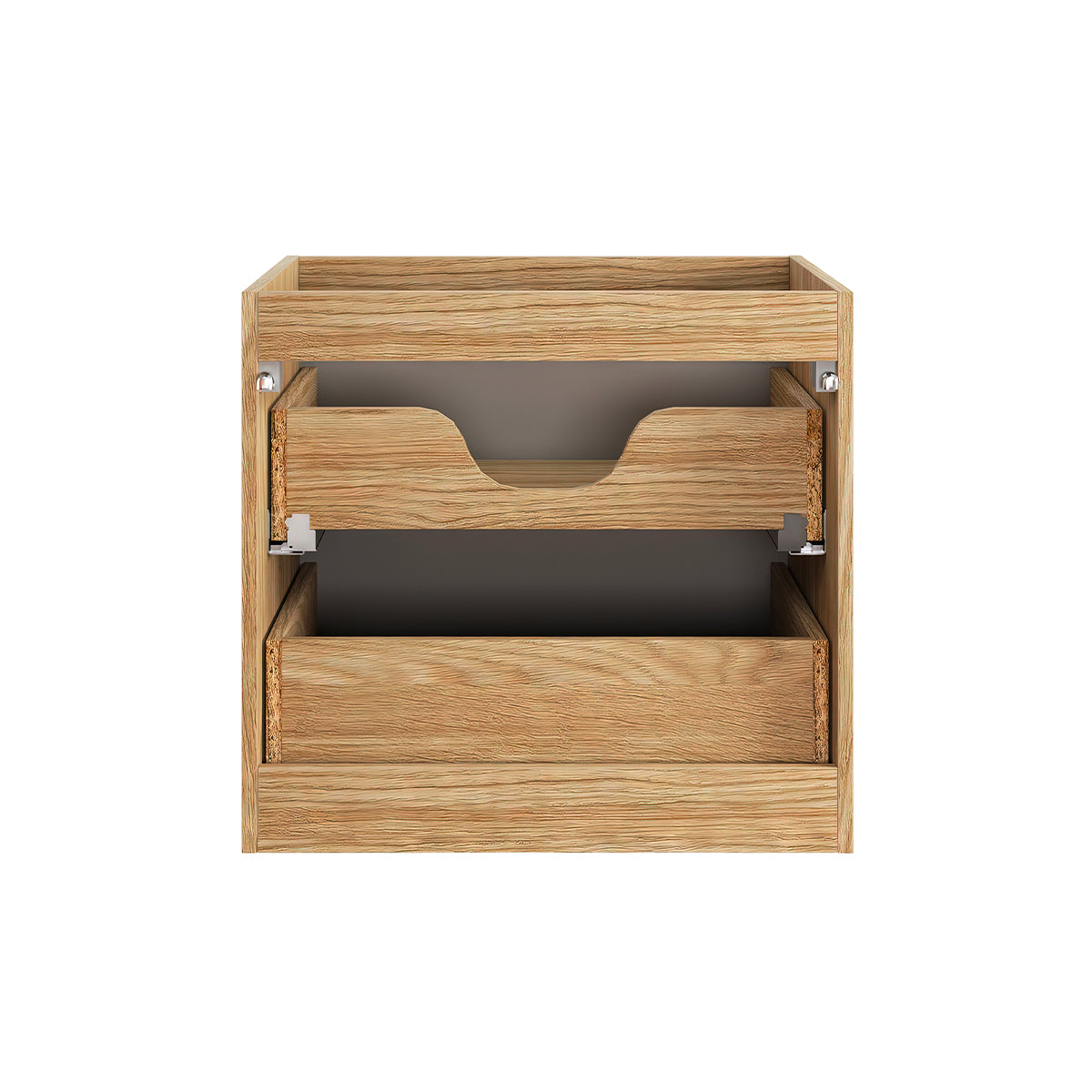 Meuble simple vasque encastrée 60cm Elora Beige et bois - vue 3