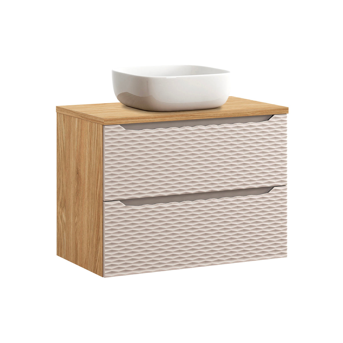Meuble simple vasque 80cm Elora Beige et bois