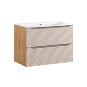 Meuble simple vasque encastrée 80cm Elora Beige et bois