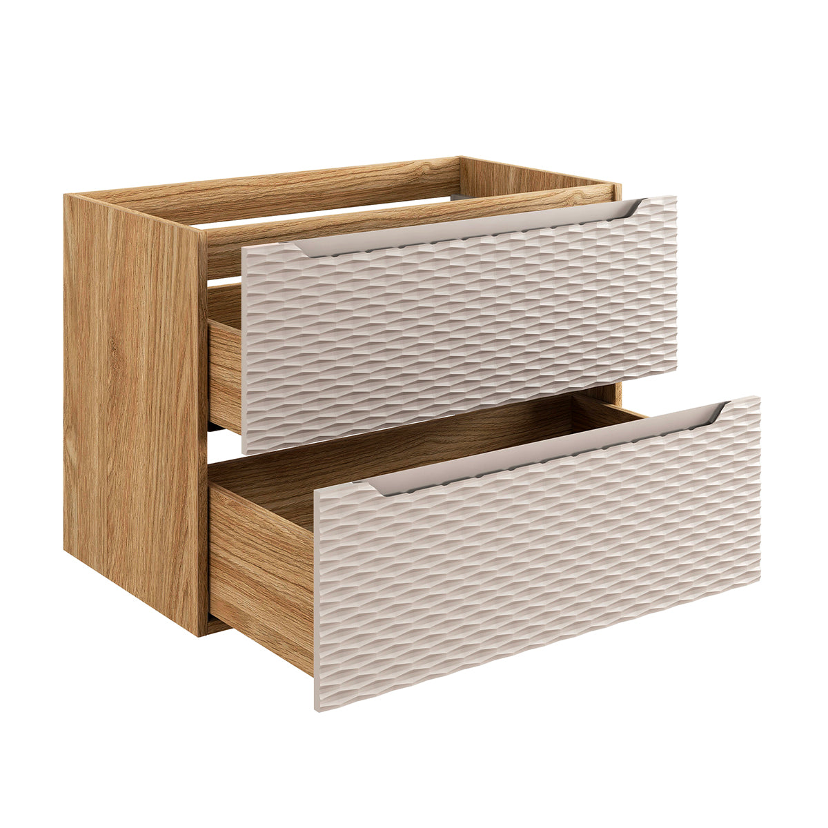 Meuble simple vasque encastrée 80cm Elora Beige et bois - vue 2
