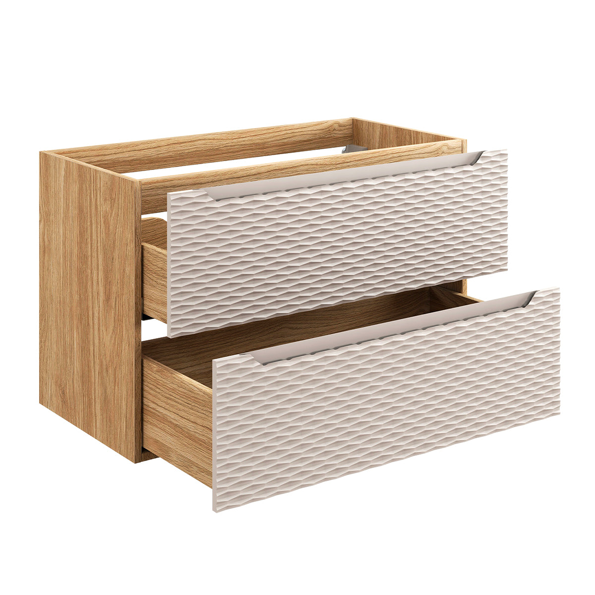 Meuble simple vasque 90cm Elora Beige et bois - vue 2