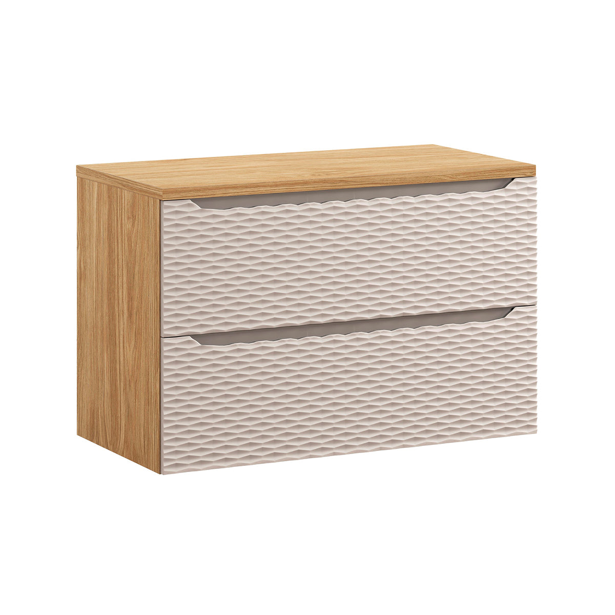 Meuble sous-vasque 90cm plan de toilette Elora Beige et bois
