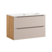 Meuble simple vasque encastrée 90cm Elora Beige et bois