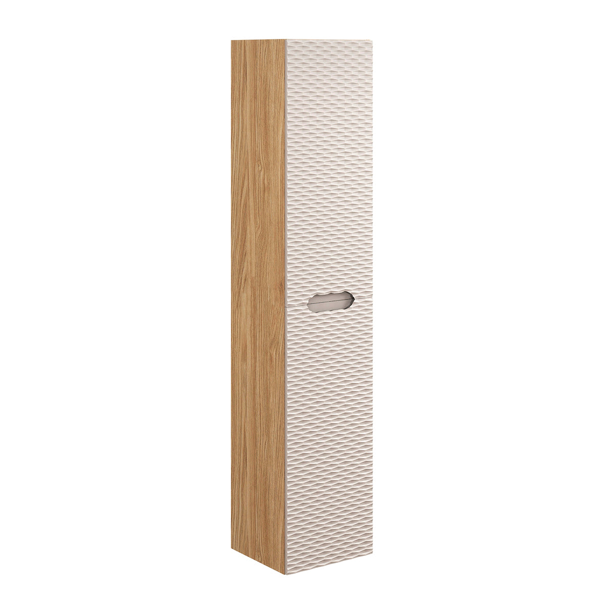 Ensemble meuble simple vasque encastrée gauche 120cm 2 tiroirs et colonne Elora Beige et bois - vue 6