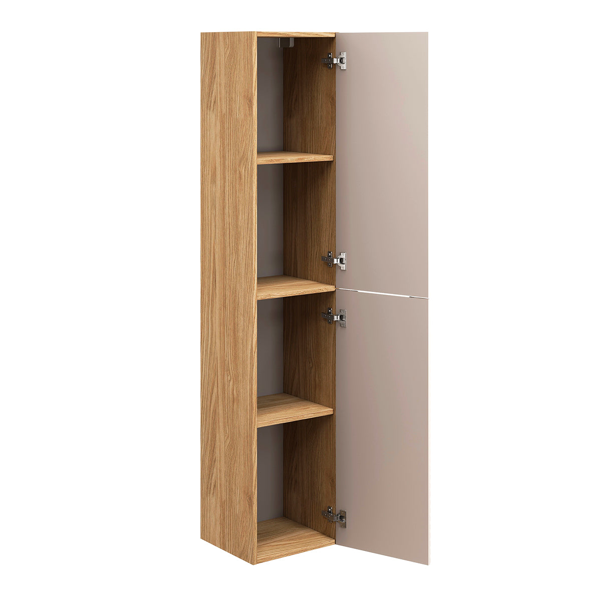 Ensemble meuble simple vasque encastrée gauche 120cm 2 tiroirs et colonne Elora Beige et bois - vue 5