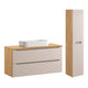 Ensemble meuble simple vasque 120cm 2 tiroirs et colonne Elora Beige et bois