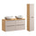 Ensemble meuble double vasque 120cm 4 tiroirs et colonne Elora Beige et bois Cloud