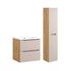 Ensemble meuble simple vasque encastrée 60cm et colonne Elora Beige et bois
