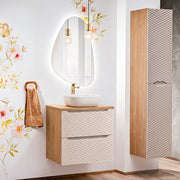 Ensemble meuble simple vasque 60cm et colonne Elora Beige et bois