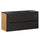 Meuble simple vasque encastrée 120cm 2 tiroirs Elora Noir et bois