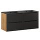 Meuble double vasque encastrée 120cm 4 tiroirs Elora Noir et bois