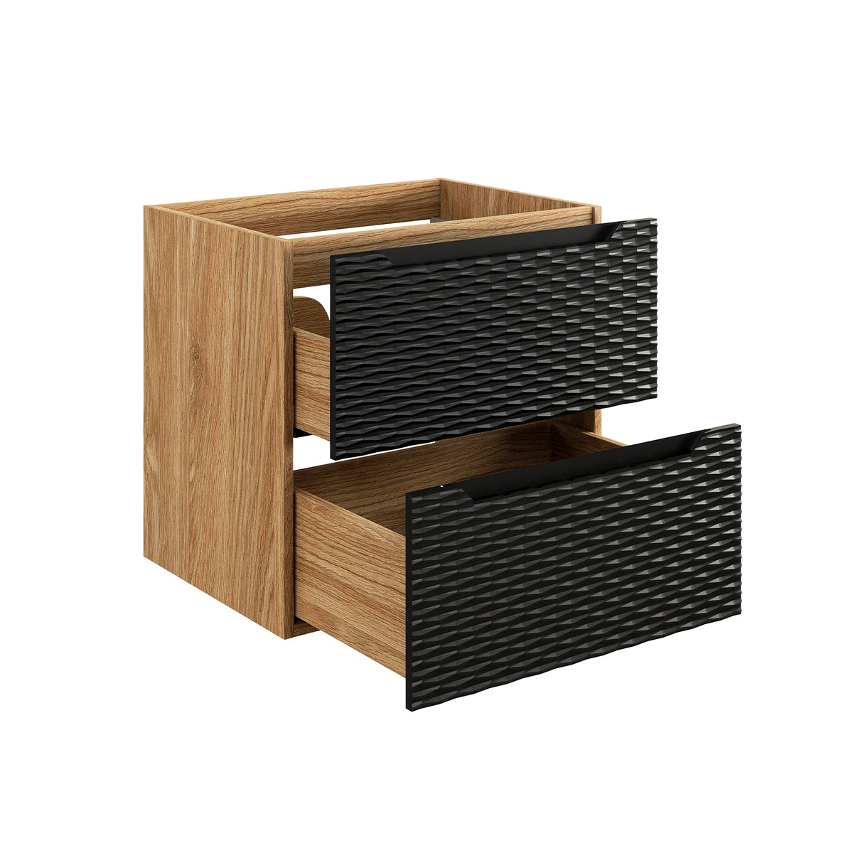 Meuble simple vasque encastrée 60cm Elora Noir et bois - vue 2