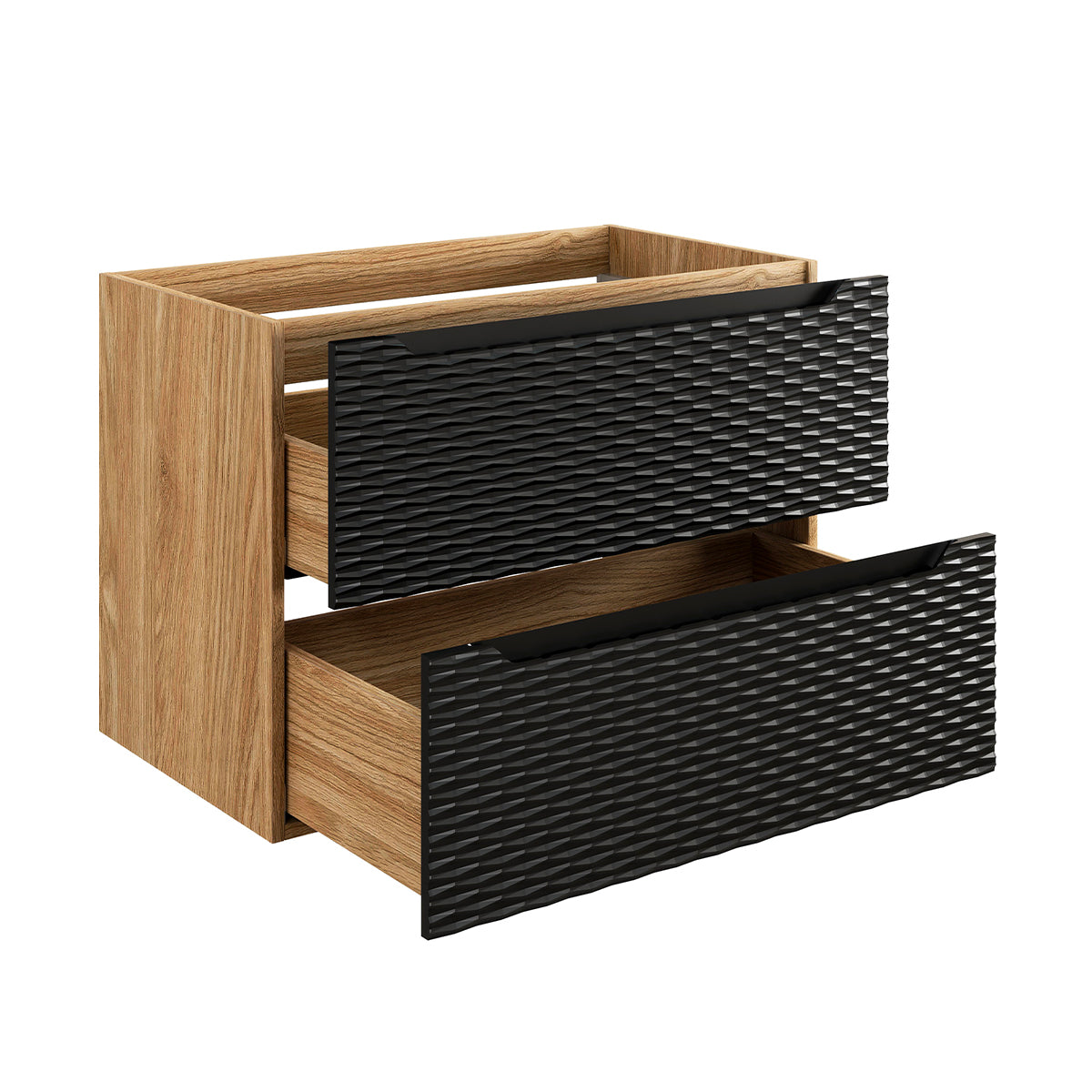 Meuble sous-vasque 80cm Elora Noir et bois - vue 2