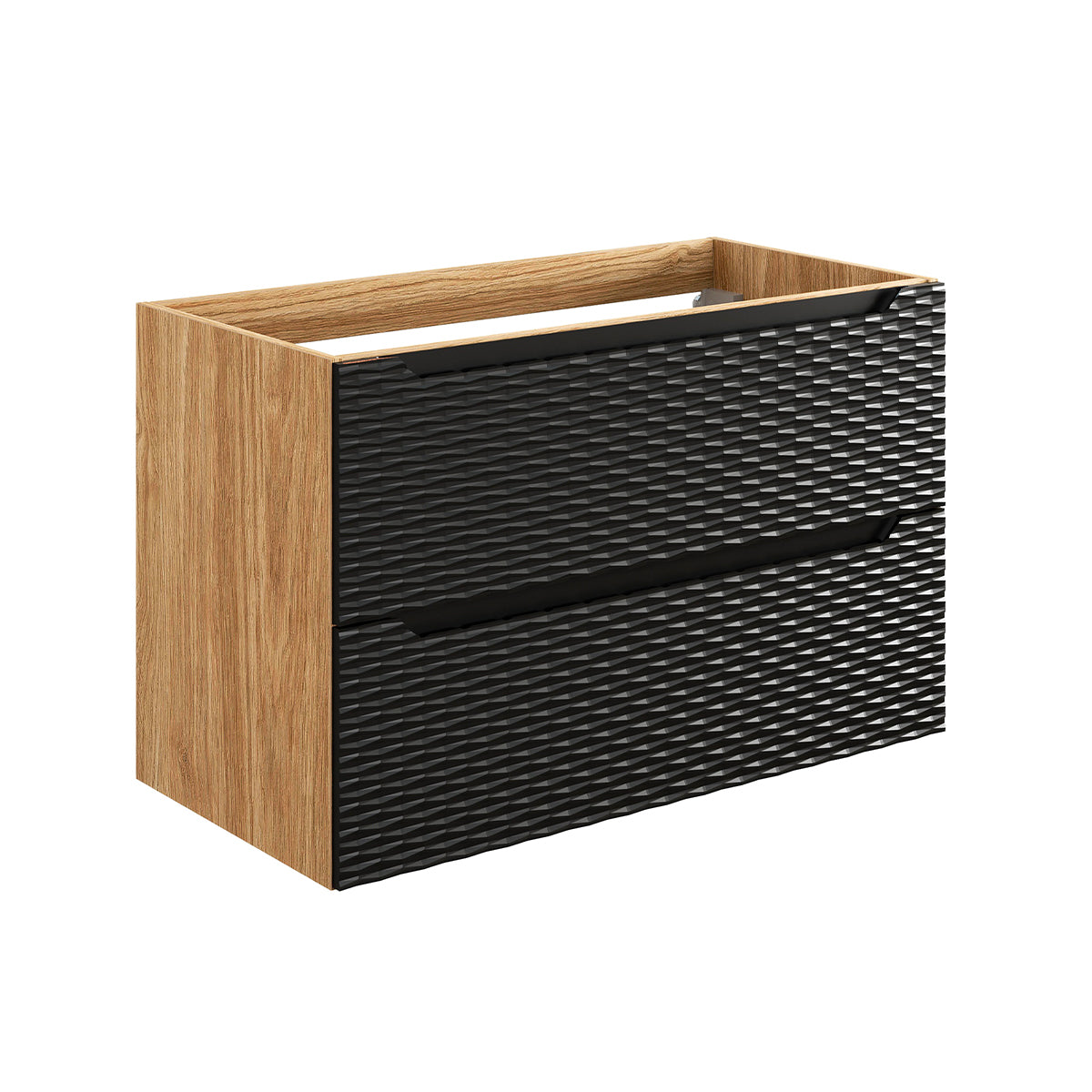 Meuble sous-vasque 90cm Elora Noir et bois