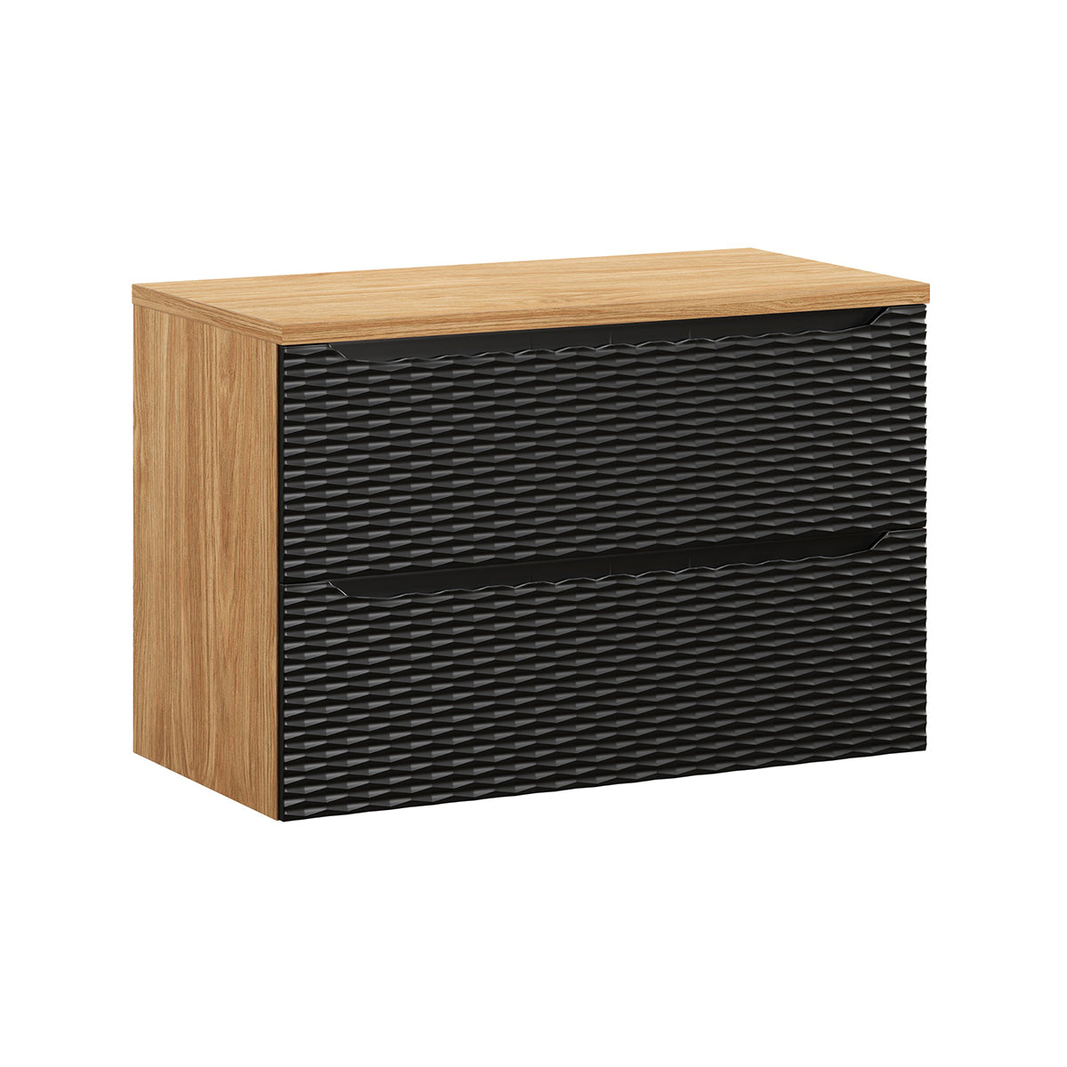 Meuble sous-vasque 90cm plan de toilette Elora Noir et bois