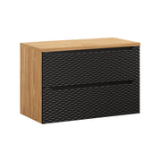 Meuble sous-vasque 90cm plan de toilette Elora Noir et bois