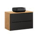 Meuble simple vasque 90cm Elora Noir et bois