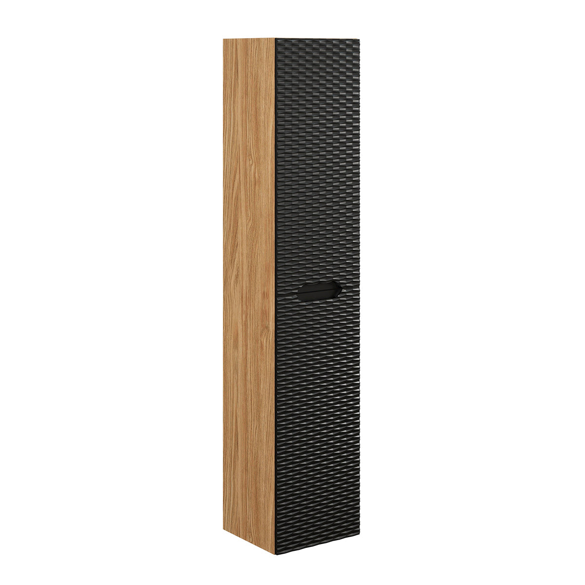 Ensemble meuble simple vasque encastrée droite 120cm 2 tiroirs et colonne Elora Noir et bois - vue 4