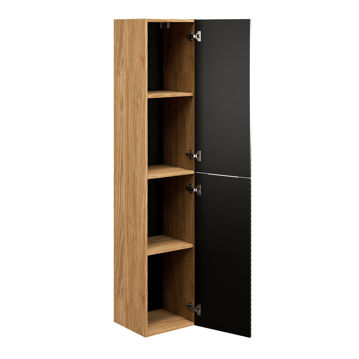 Ensemble meuble simple vasque 60cm et colonne Elora Noir et bois - vue 5