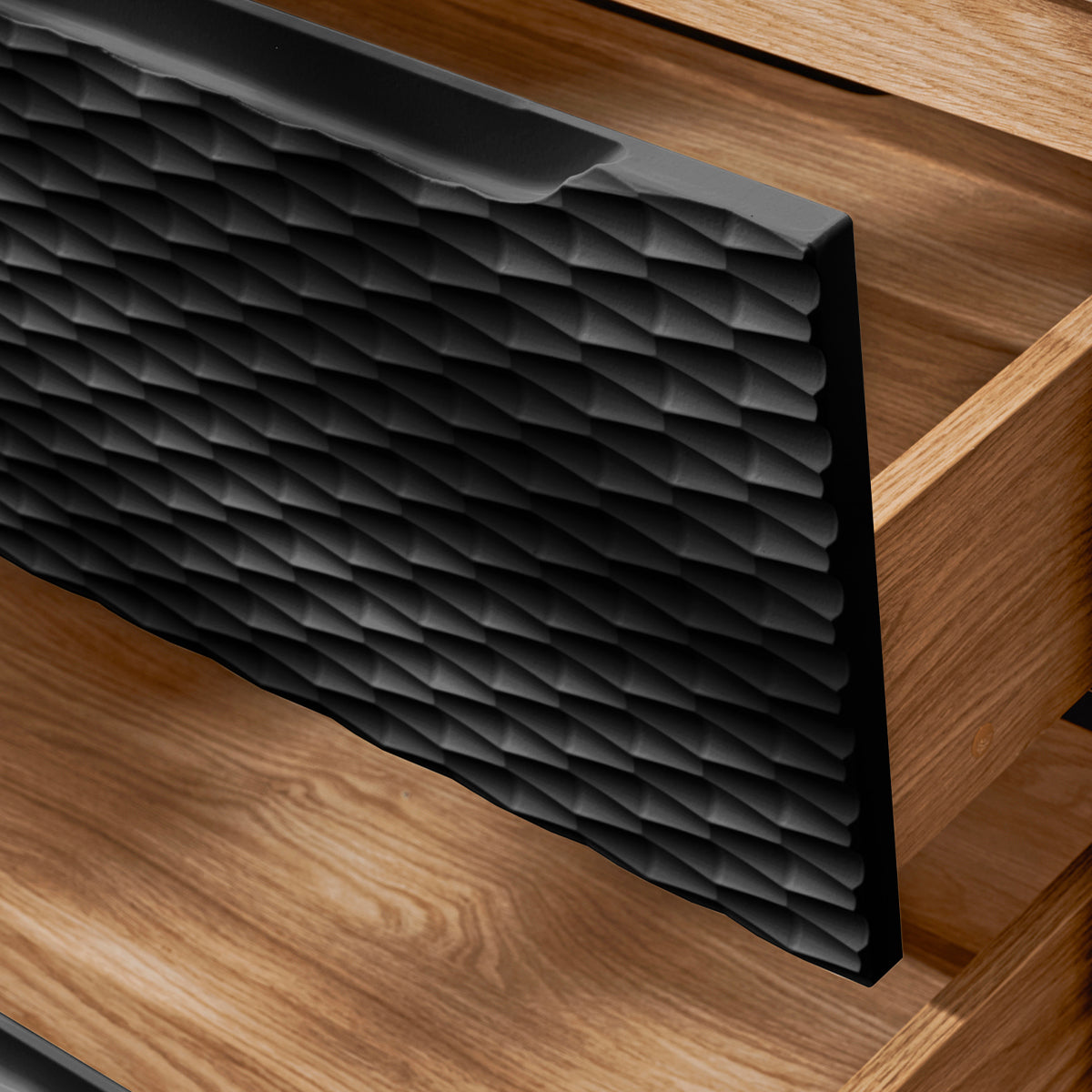 Meuble sous-vasque 120cm 2 tiroirs plan de toilette Elora Noir et bois - vue 4