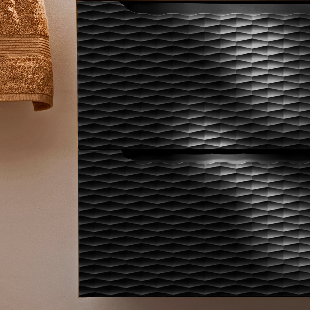 Ensemble meuble simple vasque 60cm et colonne Elora Noir et bois - vue 10