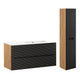 Ensemble meuble simple vasque encastrée droite 120cm 2 tiroirs et colonne Elora Noir et bois
