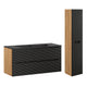 Ensemble meuble simple vasque encastrée 120cm 2 tiroirs et colonne Elora Noir et bois