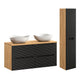 Ensemble meuble double vasque 120cm 4 tiroirs et colonne Elora Noir et bois Cloud