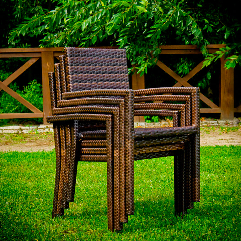 Ensemble table et chaises de jardin 4 personnes Capri Marron - vue 3
