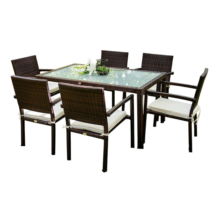 Ensemble table et chaises de jardin 6 personnes Majorque Marron foncé
