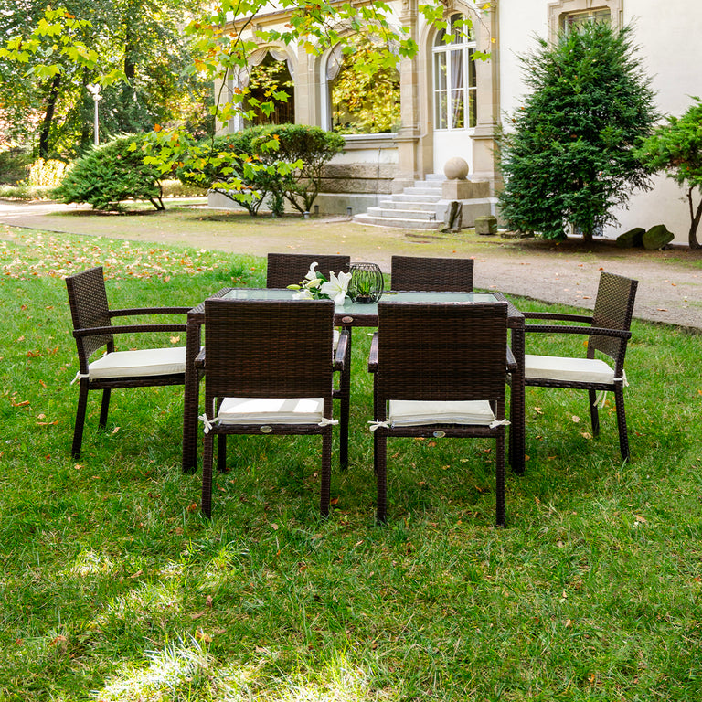 Ensemble table et chaises de jardin 6 personnes Majorque Marron foncé - vue 2