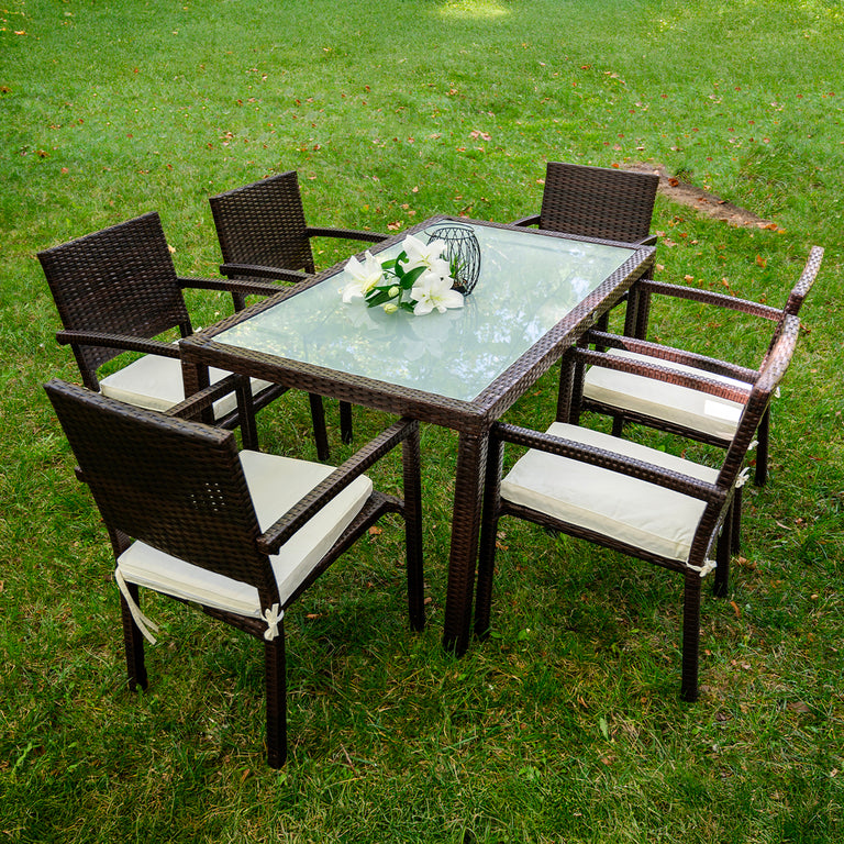 Ensemble table et chaises de jardin 6 personnes Majorque Marron foncé - vue 3