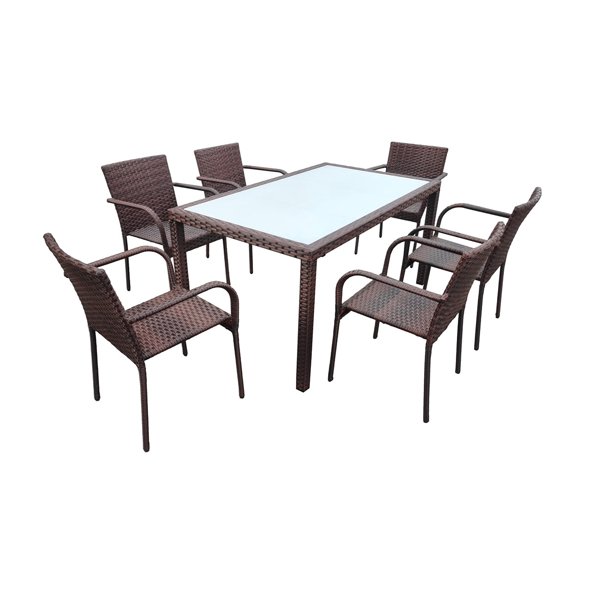 Ensemble table et chaises de jardin 6 personnes Rio Marron