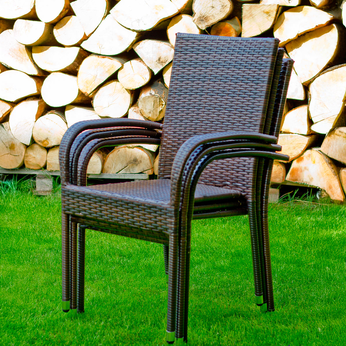 Ensemble table et chaises de jardin 6 personnes Rio Marron - vue 4