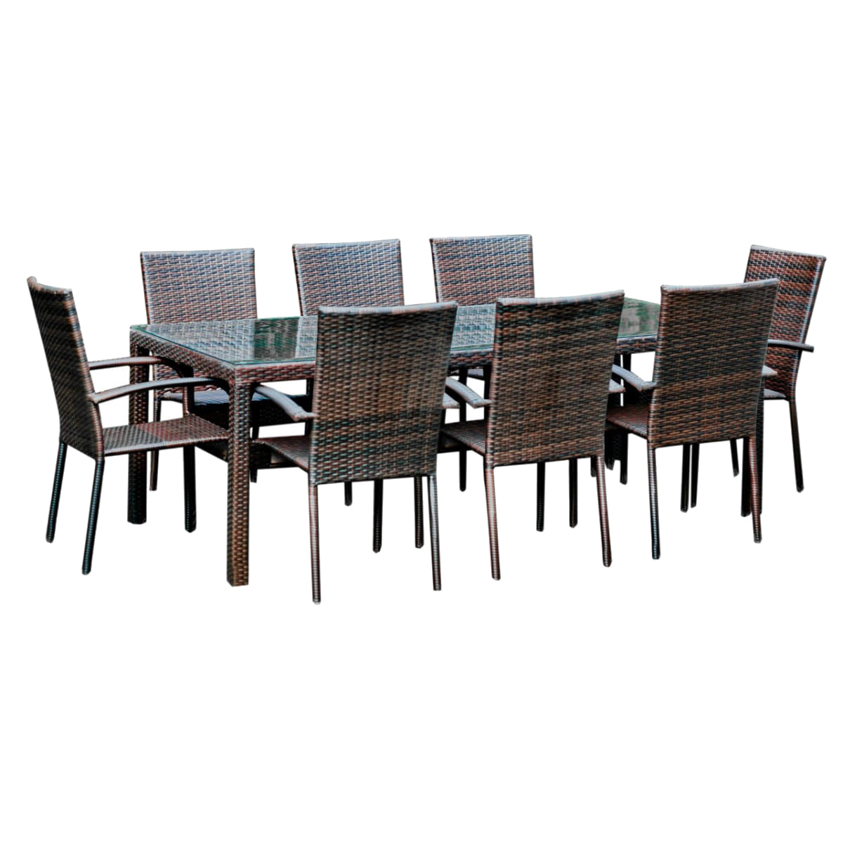 Ensemble table et chaises de jardin 8 personnes Rio Marron - vue 2