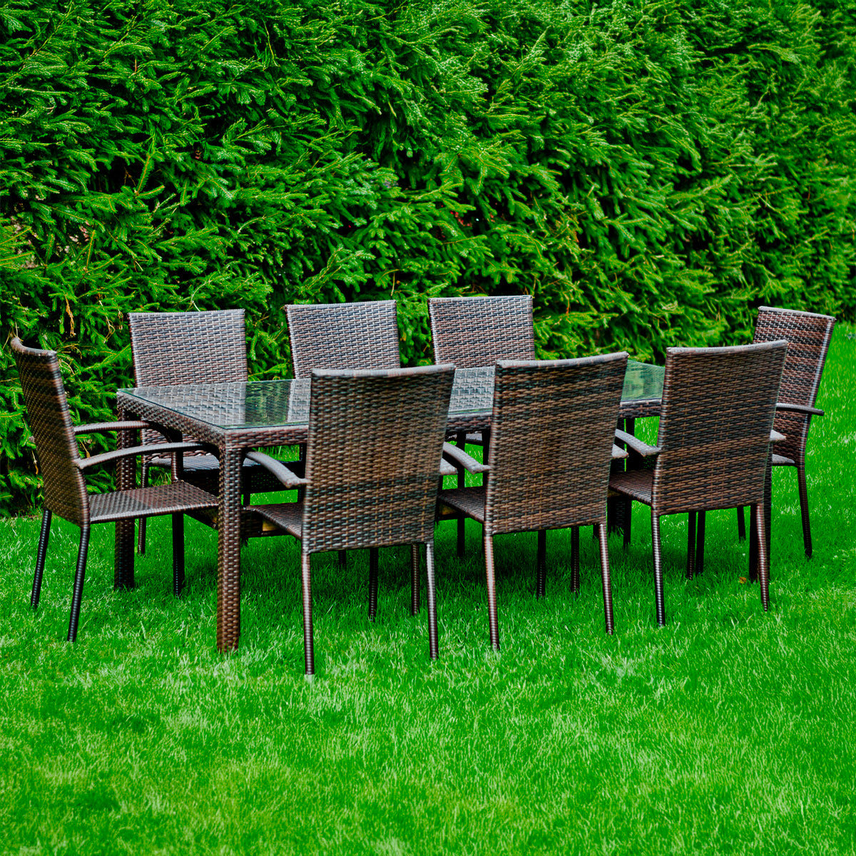 Ensemble table et chaises de jardin 8 personnes Rio Marron - vue 3